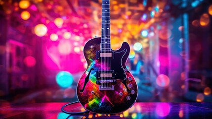 Naklejka premium Guitar with Bokeh Effects