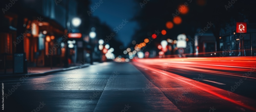 Wall mural street view at night with blurred vision