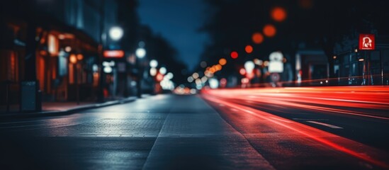 Fototapeta na wymiar Street view at night with blurred vision