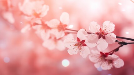 Fototapeta na wymiar Cherry Blossom Flowers with Bokeh Effects