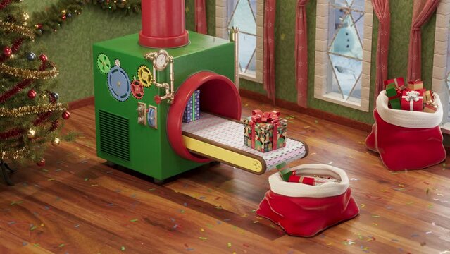 Christmas gift factory: Santa's magic conveyor belt	