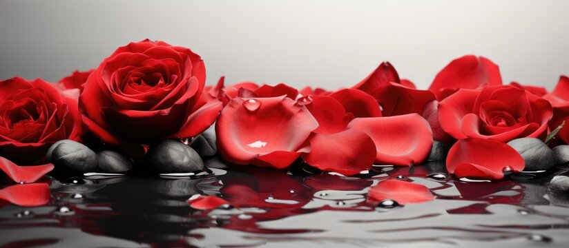 Monochromatic photos featuring red rose petals