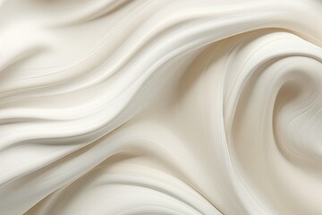 Fototapeta na wymiar Creamy White Abstract Flowing Material Pattern Texture Generative Illustration