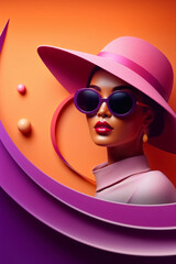 surreal illustration of a vintage woman with hat and glasses