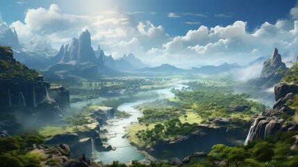 Beautiful breathtaking views of the landscape game art