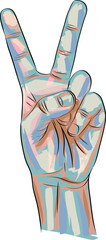 Victory and Peace Gesture Symbol. Hand with two fingers up. - 669743326