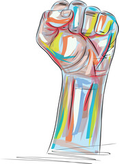 Raised Arm, Human Rights Salute, Protest, Activist, Revolution, Equality, Change - 669743394