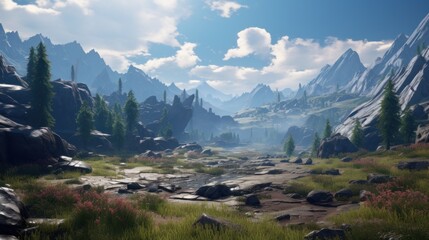 Fototapeta na wymiar Beautiful breathtaking views of the landscape game art