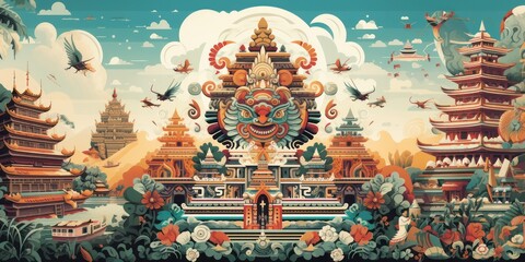 Obraz premium Asian building splendor cultural ornament