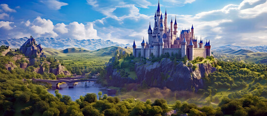 fairy tale castle. AI generated. - obrazy, fototapety, plakaty