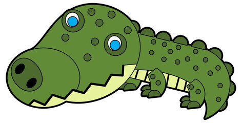 cartoon scene with happy crocodile alligator isolated illustration for children