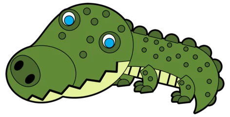 Türaufkleber cartoon scene with happy crocodile alligator isolated illustration for children © honeyflavour