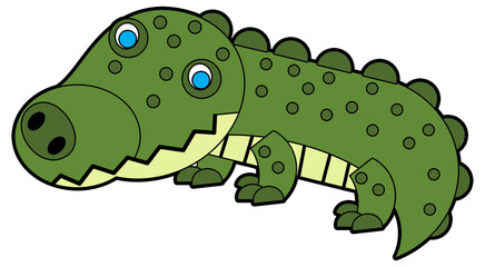 cartoon scene with happy crocodile alligator isolated illustration for children