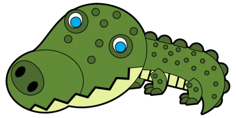 Möbelaufkleber cartoon scene with happy crocodile alligator isolated illustration for children © honeyflavour