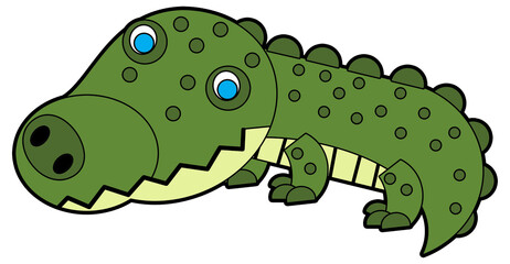 cartoon scene with happy crocodile alligator isolated illustration for children