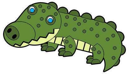 cartoon scene with happy crocodile alligator isolated illustration for children