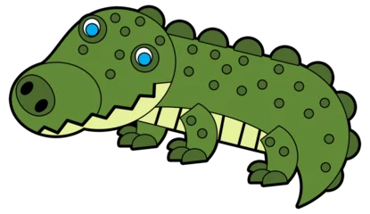 Wandaufkleber cartoon scene with happy crocodile alligator isolated illustration for children © honeyflavour