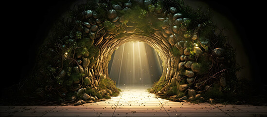 light through the tunnel. AI generated. - obrazy, fototapety, plakaty