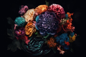 flowers on a black background