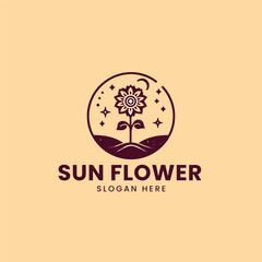 
Vector vintage sun flower logo vector template 