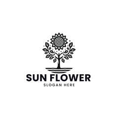 
Vector vintage sun flower logo vector template 