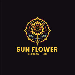 vector natural yellow sun flower mystical logo template 