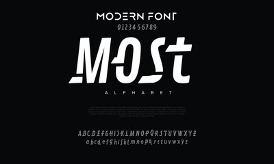 Modern minimal abstract alphabet fonts. Typography technology, electronic, movie, digital, music, future, logo creative font. vector illustration.