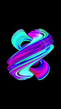 abstract neon plasma deformations. 3d rander. loop animation. Vertical video.