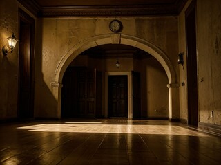 Old, dark and empty room, suspense