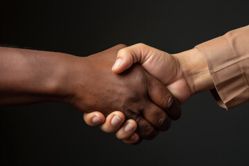 A close-up of two people shaking hands, symbolizing a new friendship. Generative Ai.