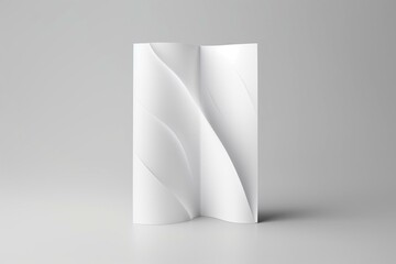 White paper template brochure mockup with folding design. Unfolded and folded brochure displayed in 3D rendering on a white background. Blank flyer or leaflet mockup. Generative AI