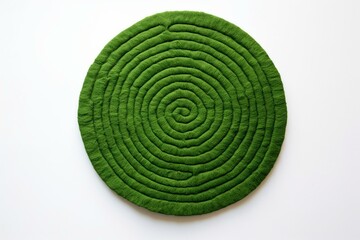 Circular green patch on white background, top-down view. Represents spring and ecological concepts. Generative AI