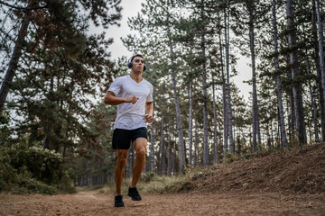 one man male athlete run in nature