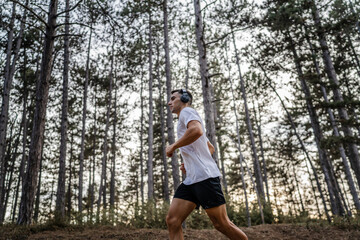 one man male athlete run in nature