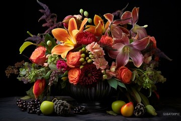 Obraz na płótnie Canvas arrangement of vibrant blooms. Generative AI