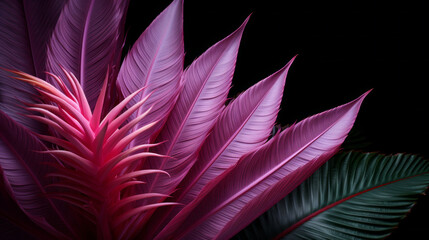 Obraz premium A vibrant tropical plant with long, spiky leaves and a single pink bloom