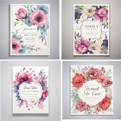 invite postcard pastel rose watercolor wedding label romantic border greeting graphic wallpaper