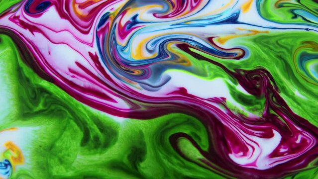 Fluid art texture. Abstract backdrop with iridescent paint effect. Liquid acrylic artwork with flows and splashes. Mixed paints for website background.