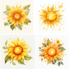 set of sunflowers clip art ray sunbeam solar shine sunshine heat star sketch sunburst weather meteorology sunrise