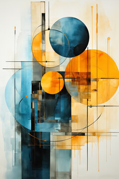 Abstract art - digital painting of circles and rectangles
