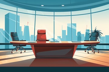 Professional Empty Office Meeting Room Background - Generative AI