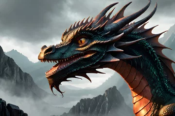Deurstickers head of dragon © 후랍