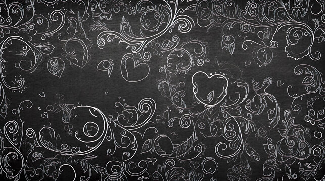 アラベスク調のイラストが描かれた黒板
