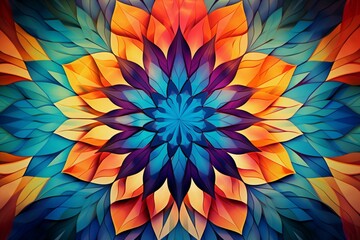 Abstract background with colorful kaleidoscope design. Generative AI