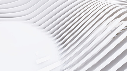 Abstract Curved Shapes. White Circular Background.