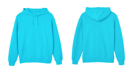 Aqua Sweat Pullover Long Sleeve Hoodie Templates Front and Back Views