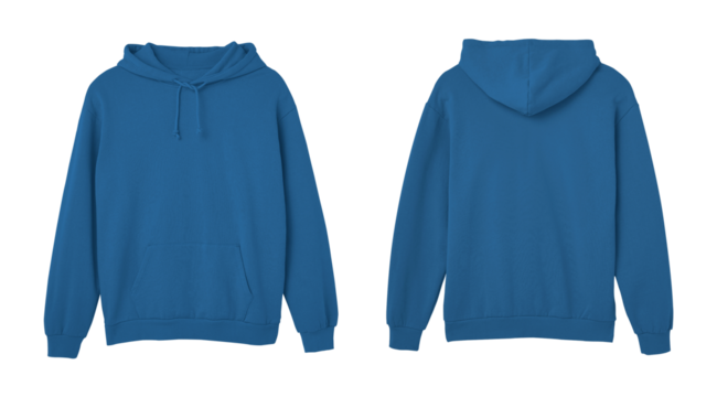 Harbor Blue Sweat Pullover Long Sleeve Hoodie Templates Front and Back Views