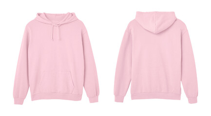 Pink Sweat Pullover Long Sleeve Hoodie Templates Front and Back Views