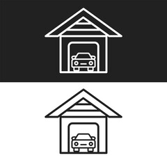 Garage Icon, Black And White Version Design Template