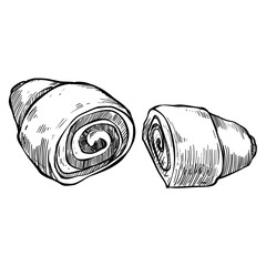 slice croissant hand drawn